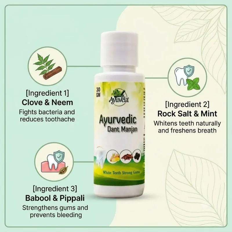Ayuvela Herbal Manjan 30g - Ayuvela Ayurveda