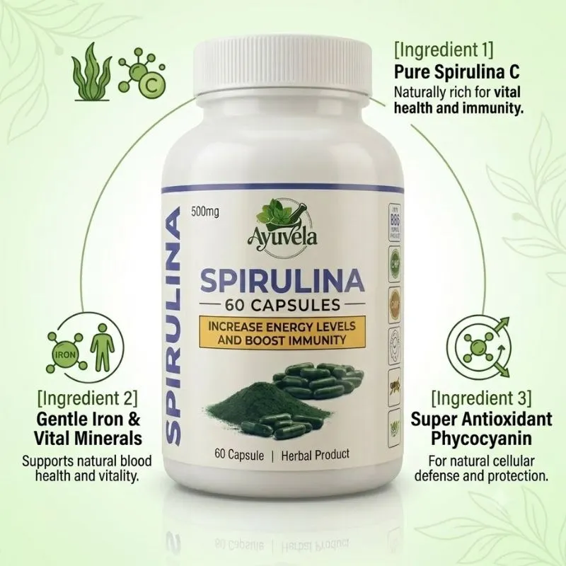 Spirulina 60 Capsules - Ayuvela Ayurveda
