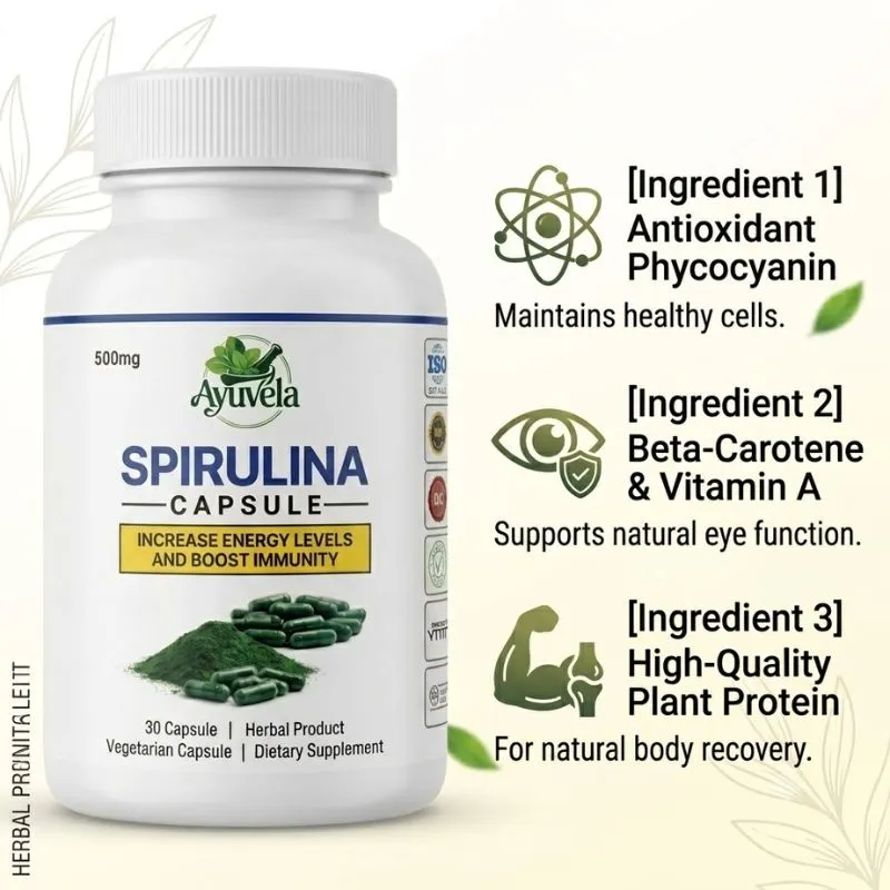 Spirulina 30 Capsules - Ayuvela Ayurveda