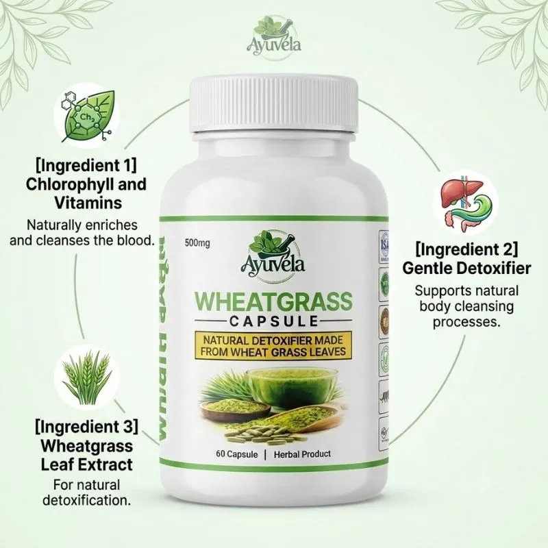 Wheatgrass 60 Capsules - Ayuvela Ayurveda